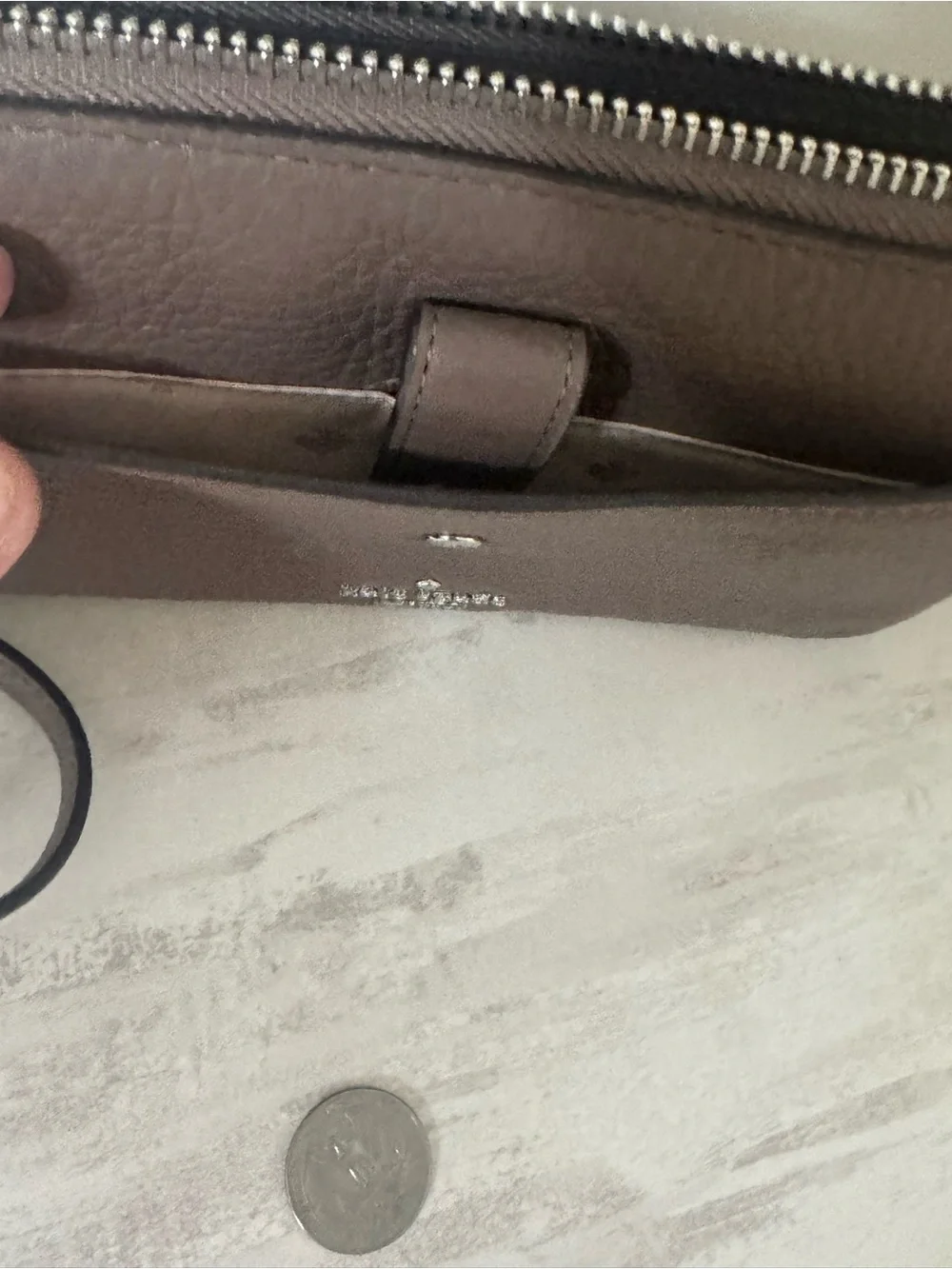 Kate Spade Taupe Pebble Leather Crossbody Wallet